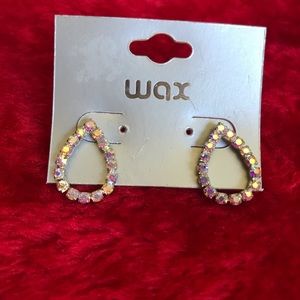 Wax Crystal Aurora Borealis Tear Drop Earrings